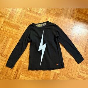 Aviator Nation Kids’ Thermal Black Lightning Bolt Shirt